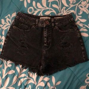 Bullhead Black Ripped Denim Mom Shorts